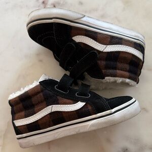 Vans Kids' Black and Brown Plaid Sneakers
